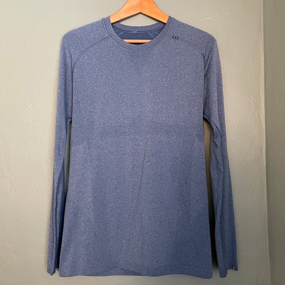 lululemon Metal Vent Tech Blue White Long Sleeve Shirt Size Small